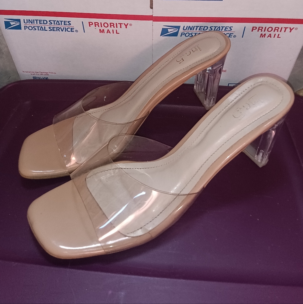 INC 5 Cream Colored  Clear Heel Pumps Womans Size 7.5